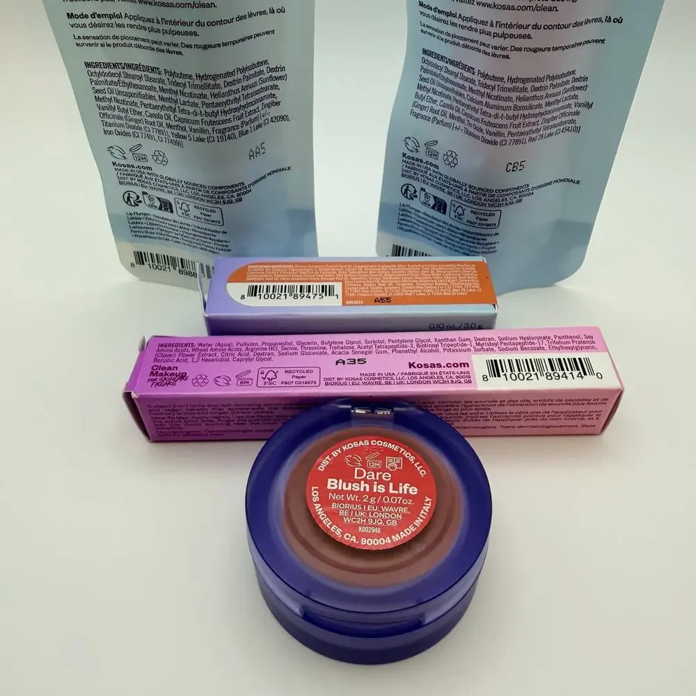 Kosas 5 Piece Makeup Bundle Lip Pulse Blush Lipstick GrowPotion New - MSRP $137+